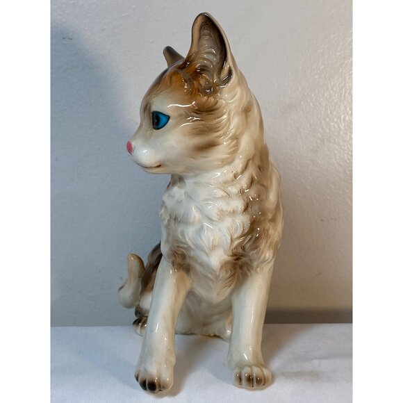 VTG Andrea by Sadek  Tabby Cat Blue Eye Ceramic Figure Tilden Thurber 2611 Japan - Picture 6 of 14
